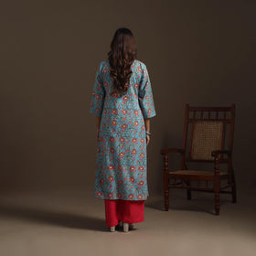 Hand cotton a-line sanganeri kurta for women 01