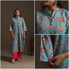 Hand cotton a-line sanganeri kurta for women 01