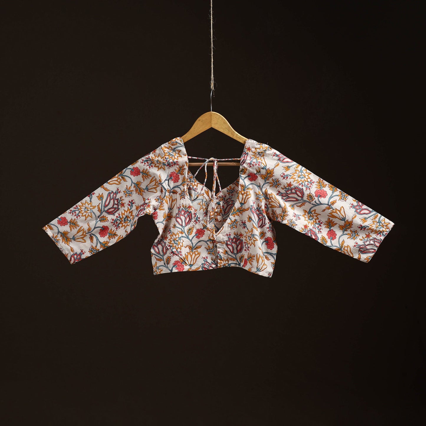 White - hand cotton sanganeri readymade blouse 04