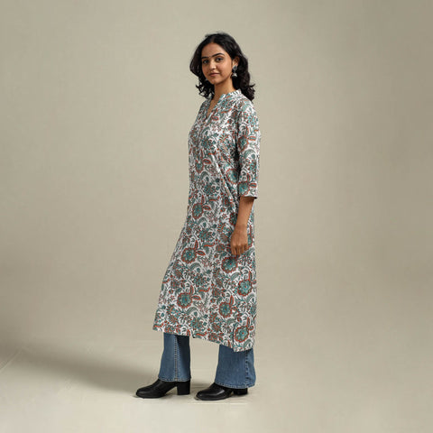 Hand cotton straight sanganeri kurta for women 14