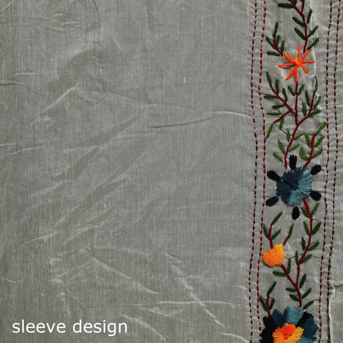 Hand embroidered chanderi silk chapa work phulkari saree 14