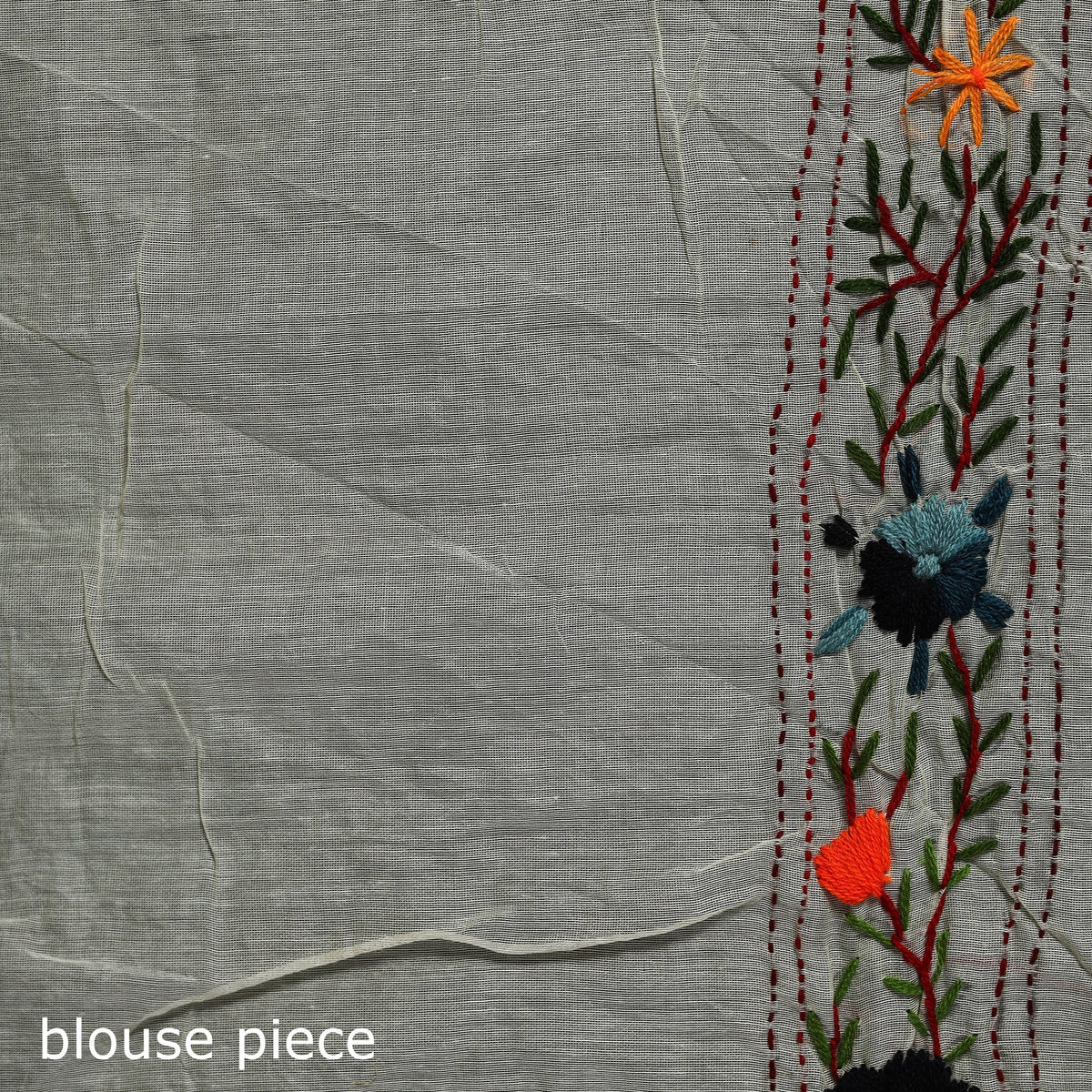 Hand embroidered chanderi silk chapa work phulkari saree 14