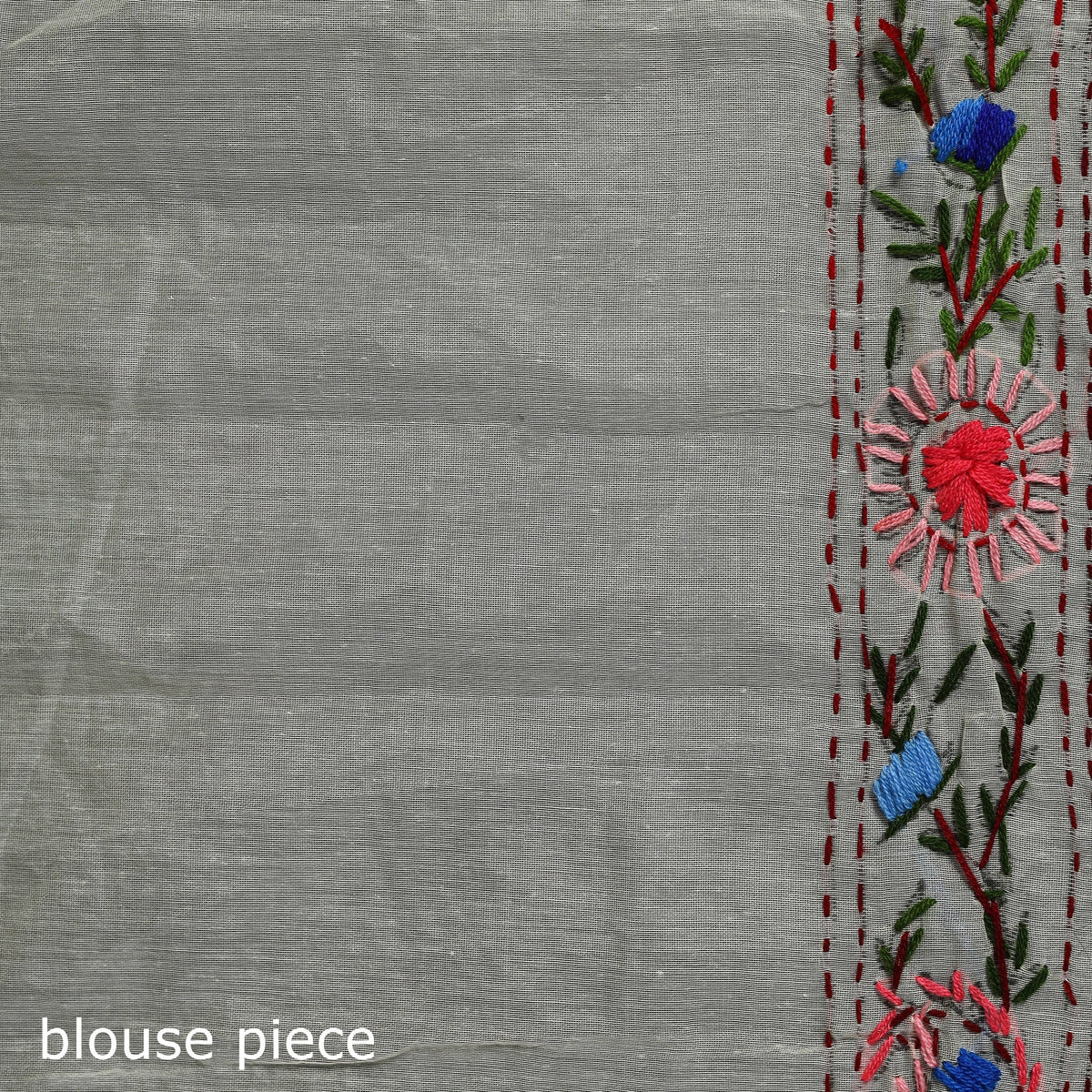 Hand embroidered chanderi silk chapa work phulkari saree 17