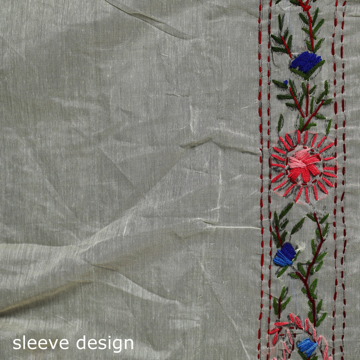 Hand embroidered chanderi silk chapa work phulkari saree 17