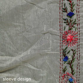 Hand embroidered chanderi silk chapa work phulkari saree 17