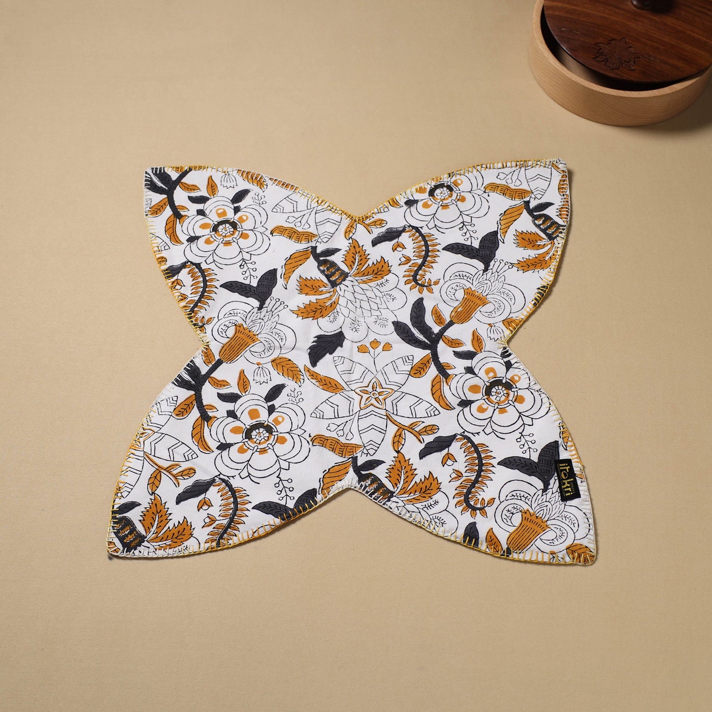  White Hand Embroidered Cotton Roti Napkin