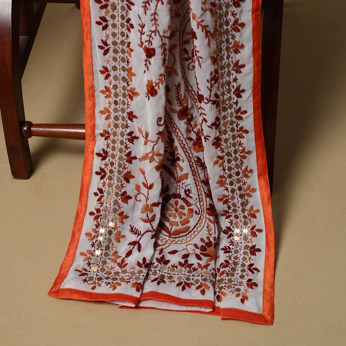 Hand embroidered georgette 3pc unstitched dress material 51