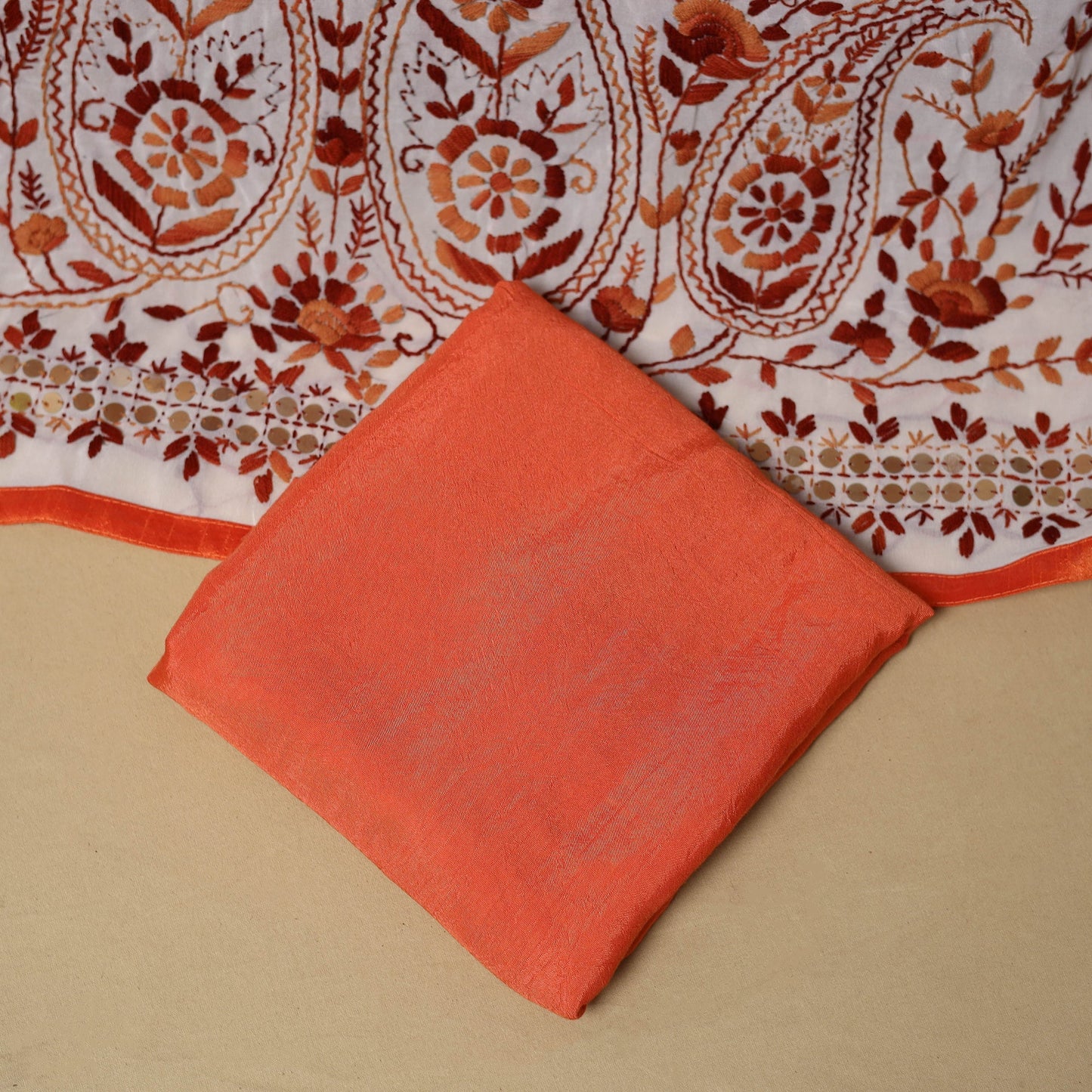 Hand embroidered georgette 3pc unstitched dress material 51