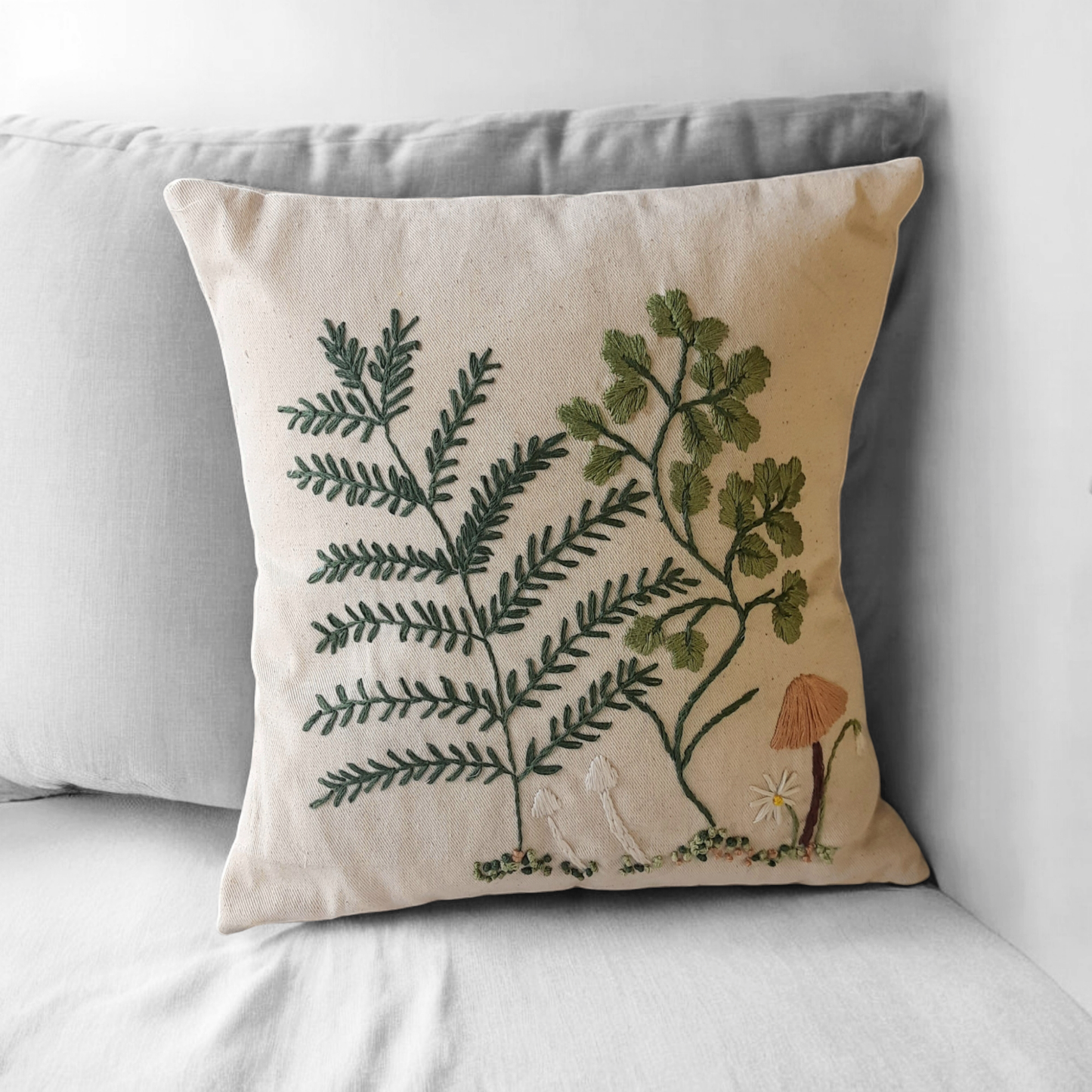 Buy Embroidered Undergrowth White Cushion Cover