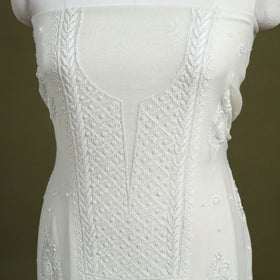 Hand Embroidery 2pc Mul Chanderi Chikankari Dress Material