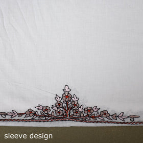 White Hand Embroidery Cotton Kashida Kurta Material
