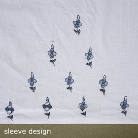 White Hand Embroidery Cotton Kashida Kurta Material