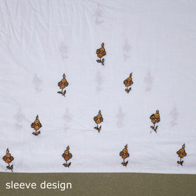 White Hand Embroidery Cotton Kashida Kurta Material