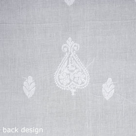 White Hand Embroidery Mul Cotton Chikankari Kurta Material