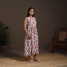 White - hand flared sanganeri dress 13 - handcrafted