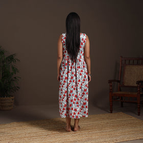 White - hand flared sanganeri dress 13 - handcrafted