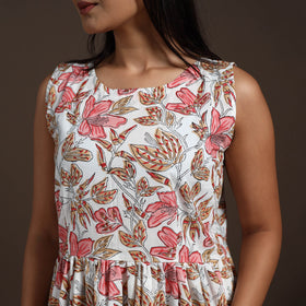 White - hand flared sanganeri dress 14 - handcrafted