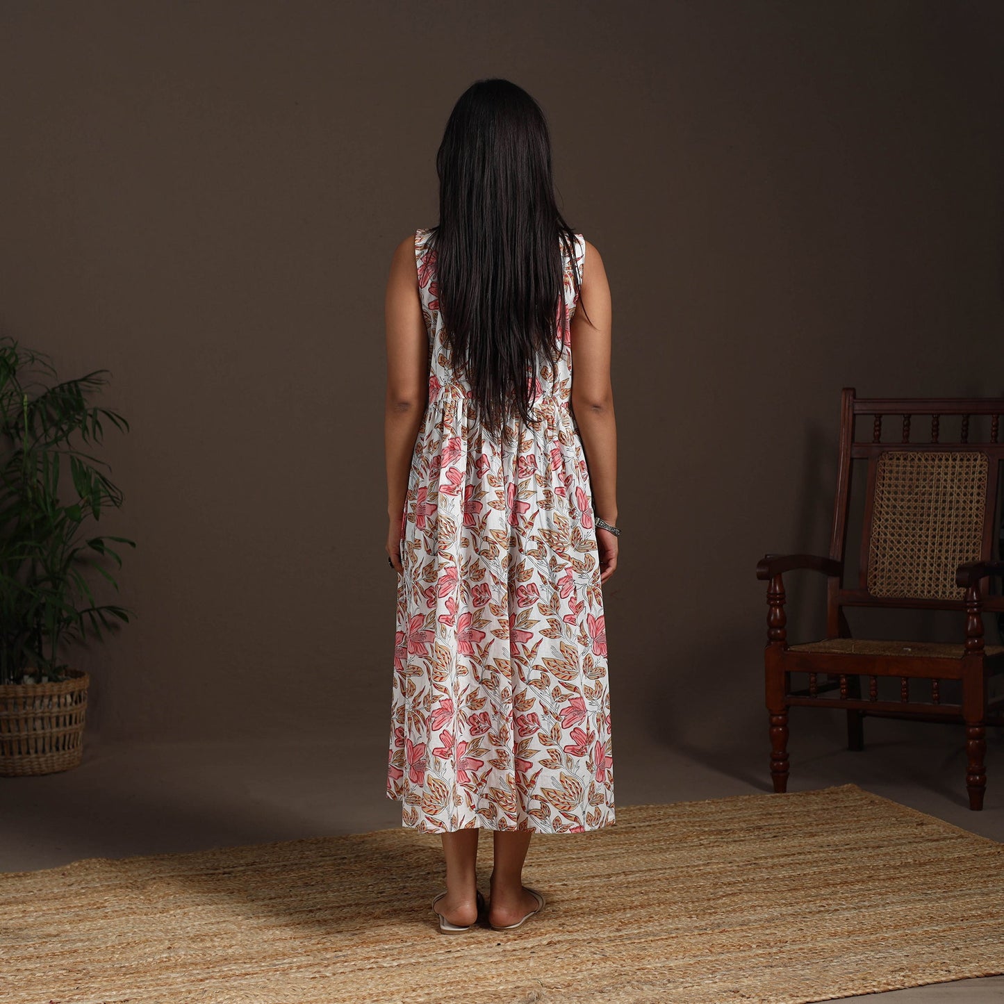 White - hand flared sanganeri dress 14 - handcrafted