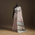 White - hand merino wool sanganeri saree 01 - handcrafted