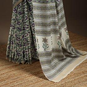 Purple - hand merino wool sanganeri saree 02 - handcrafted