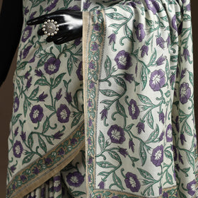 Purple - hand merino wool sanganeri saree 02 - handcrafted