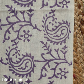 Purple - hand merino wool sanganeri saree 02 - handcrafted