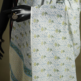 White - hand mul cotton sanganeri dupatta 05 - handcrafted