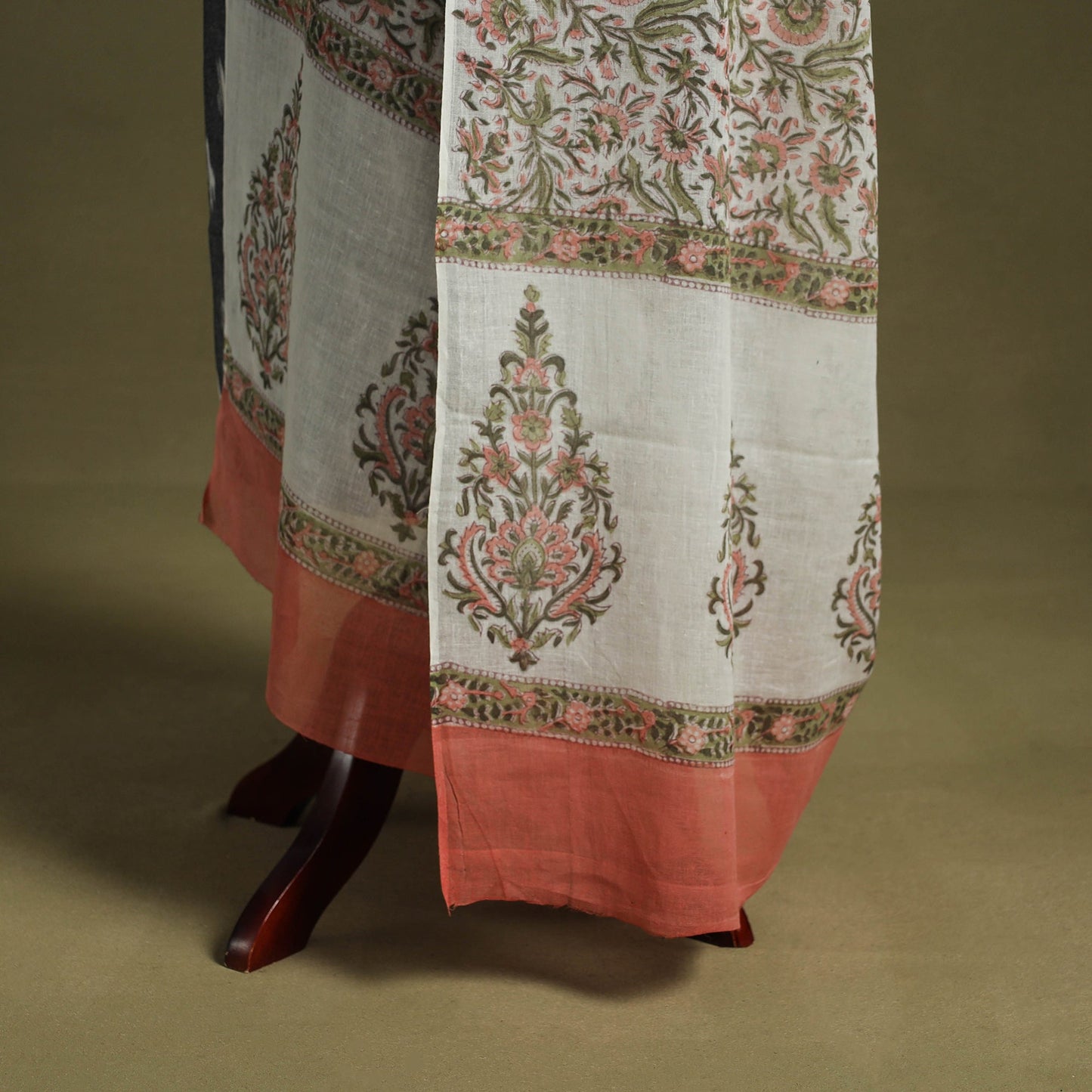 White - hand mul cotton sanganeri dupatta 21 - handcrafted