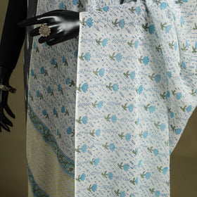 White - hand mul cotton sanganeri dupatta 22 - handcrafted