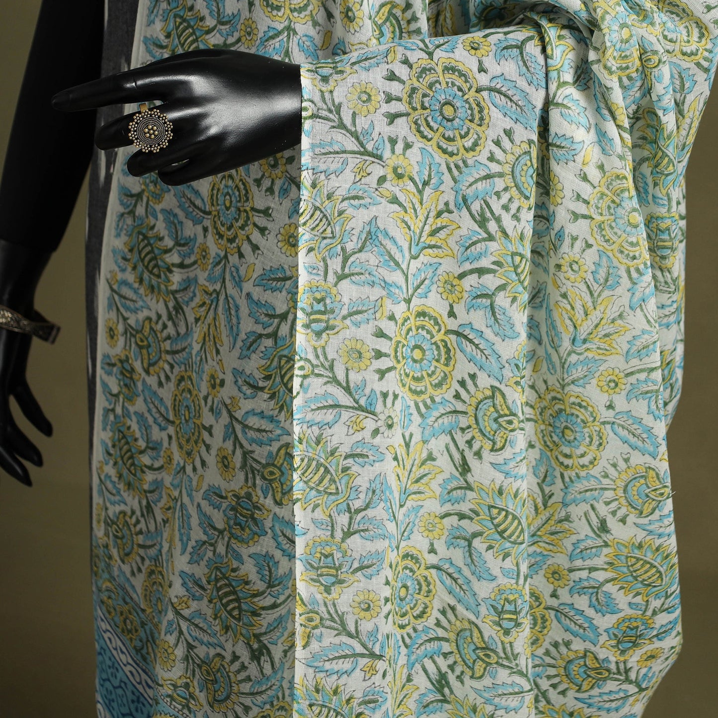 White - hand mul cotton sanganeri dupatta 23 - handcrafted