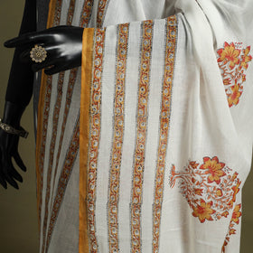 White - hand mul cotton sanganeri dupatta 25 - handcrafted