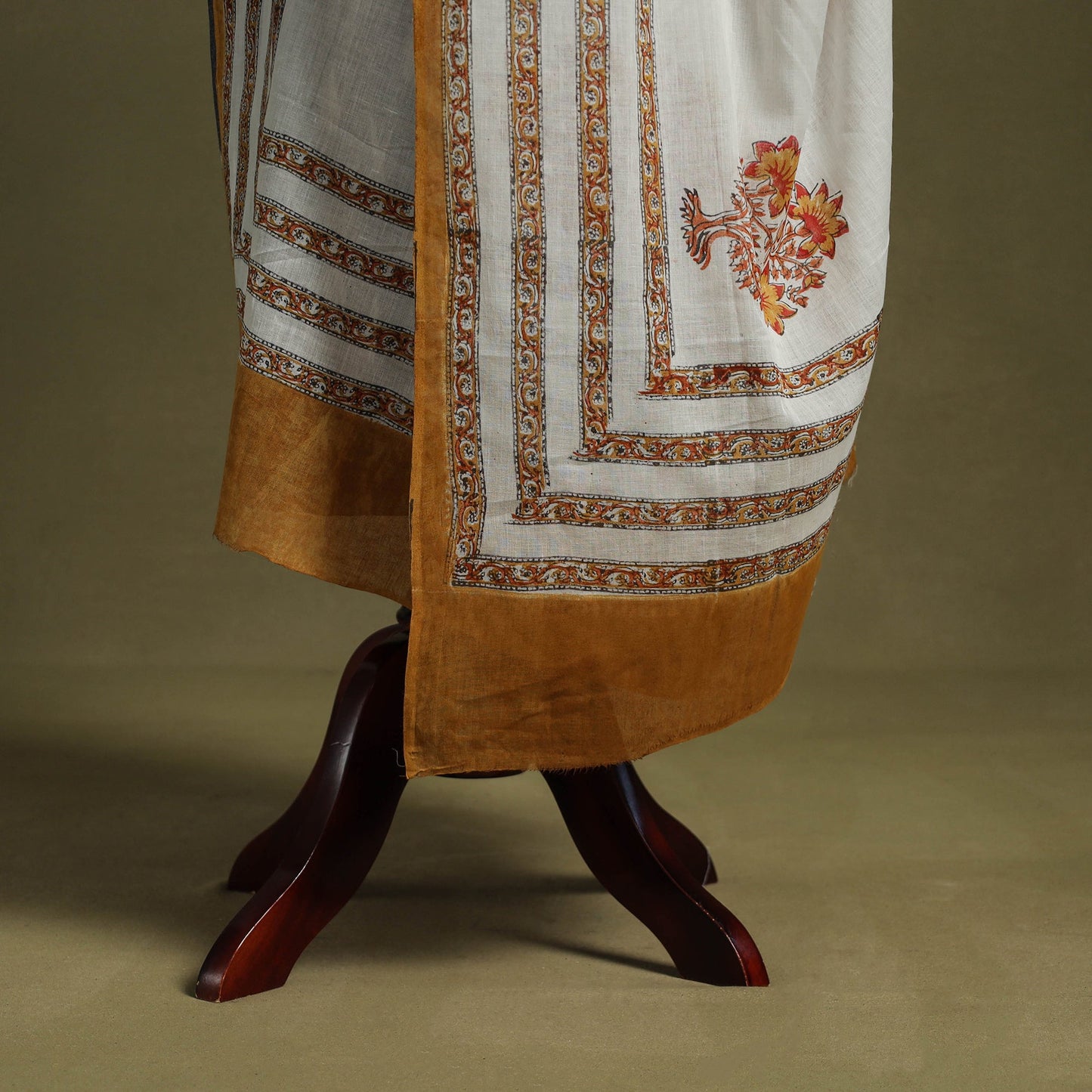 White - hand mul cotton sanganeri dupatta 25 - handcrafted