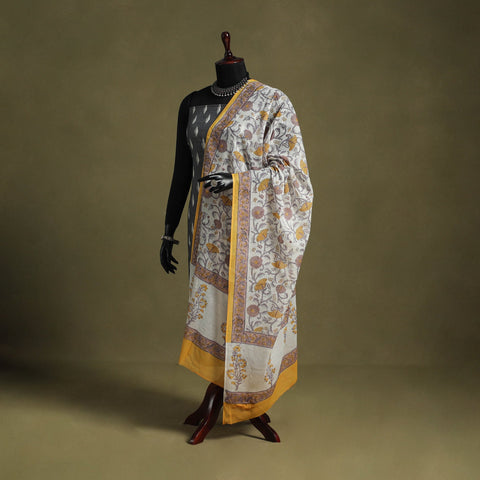 White - hand mul cotton sanganeri dupatta 29 - handcrafted