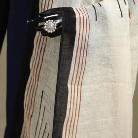 Hand natural dyed linen dupatta with tassels 02