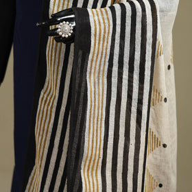 Hand natural dyed linen dupatta with tassels 03