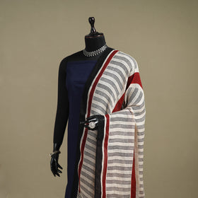 Hand natural dyed linen dupatta with tassels 06