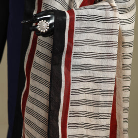 Hand natural dyed linen dupatta with tassels 06