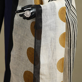 Hand natural dyed linen dupatta with tassels 07