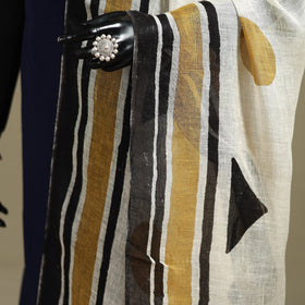 Hand natural dyed linen dupatta with tassels 08