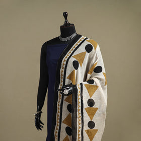 Hand natural dyed linen dupatta with tassels 09