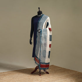 Hand natural dyed linen dupatta with tassels 10