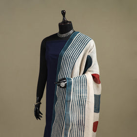 Hand natural dyed linen dupatta with tassels 10