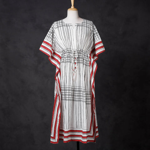  Hand Block Printed Cotton Kaftan with Tie-Up Waist 