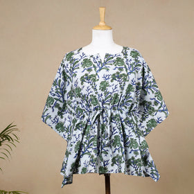  Hand Block Printed Cotton Kaftan with Tie-Up Waist 