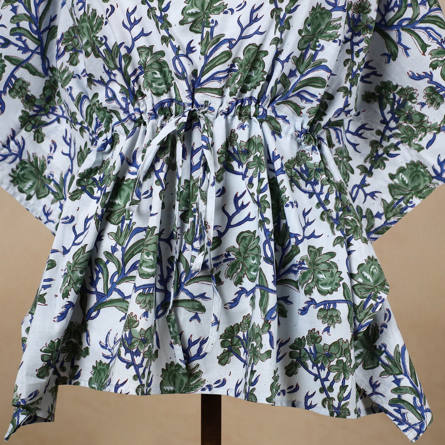  Hand Block Printed Cotton Kaftan with Tie-Up Waist 