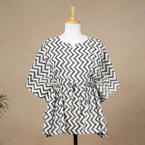  Hand Block Printed Cotton Kaftan with Tie-Up Waist 