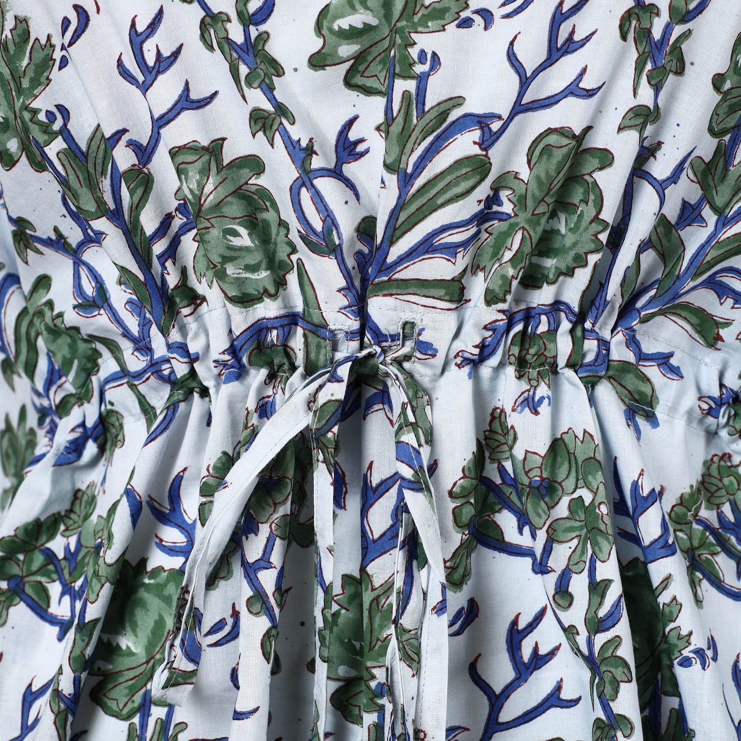  Hand Block Printed Cotton Kaftan with Tie-Up Waist 