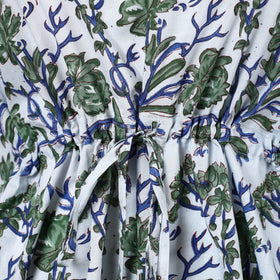  Hand Block Printed Cotton Kaftan with Tie-Up Waist 