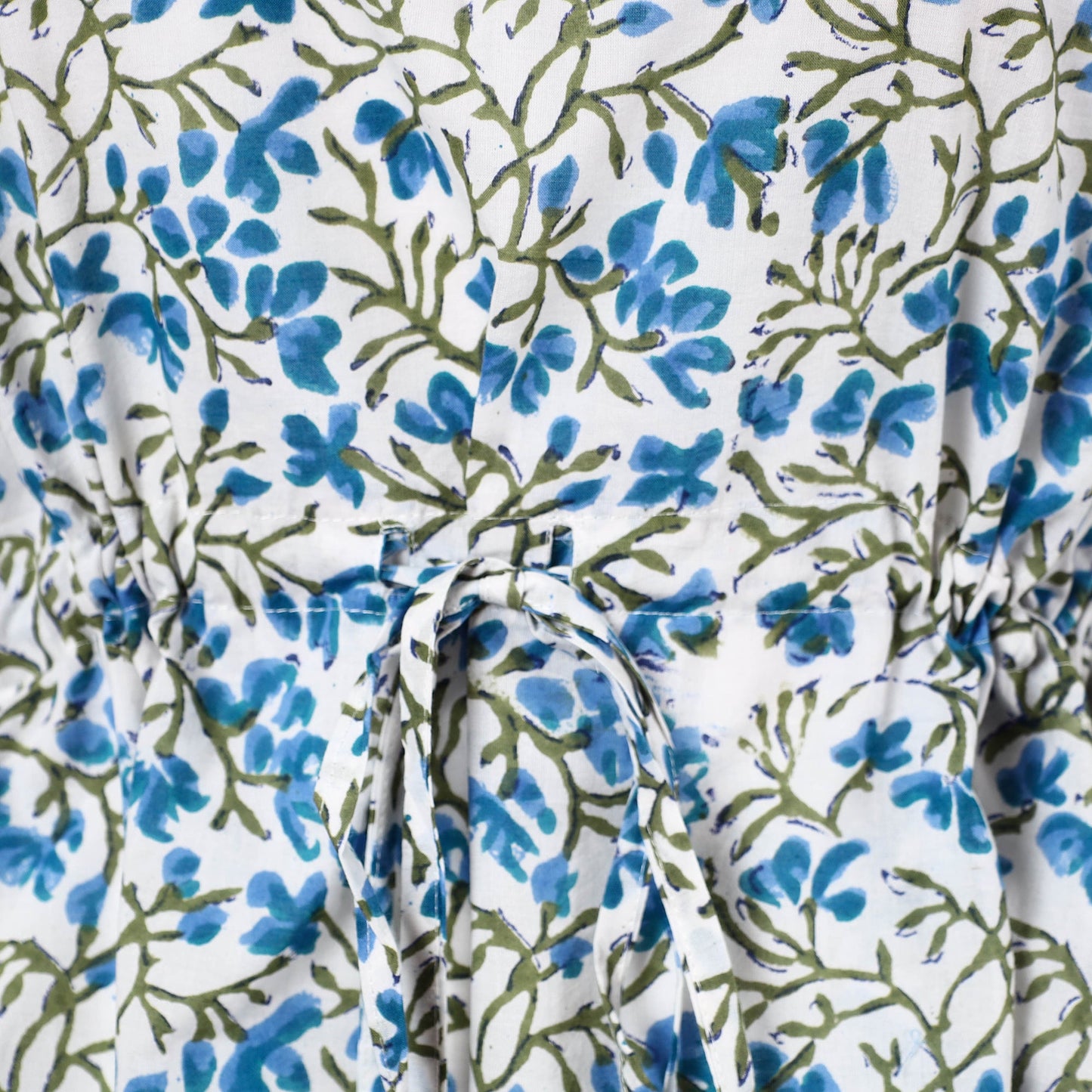  Hand Block Printed Cotton Kaftan with Tie-Up Waist 