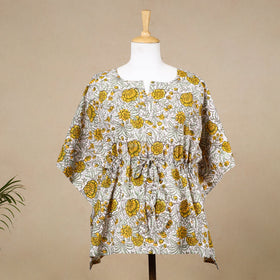  Hand Block Printed Cotton Kaftan with Tie-Up Waist 